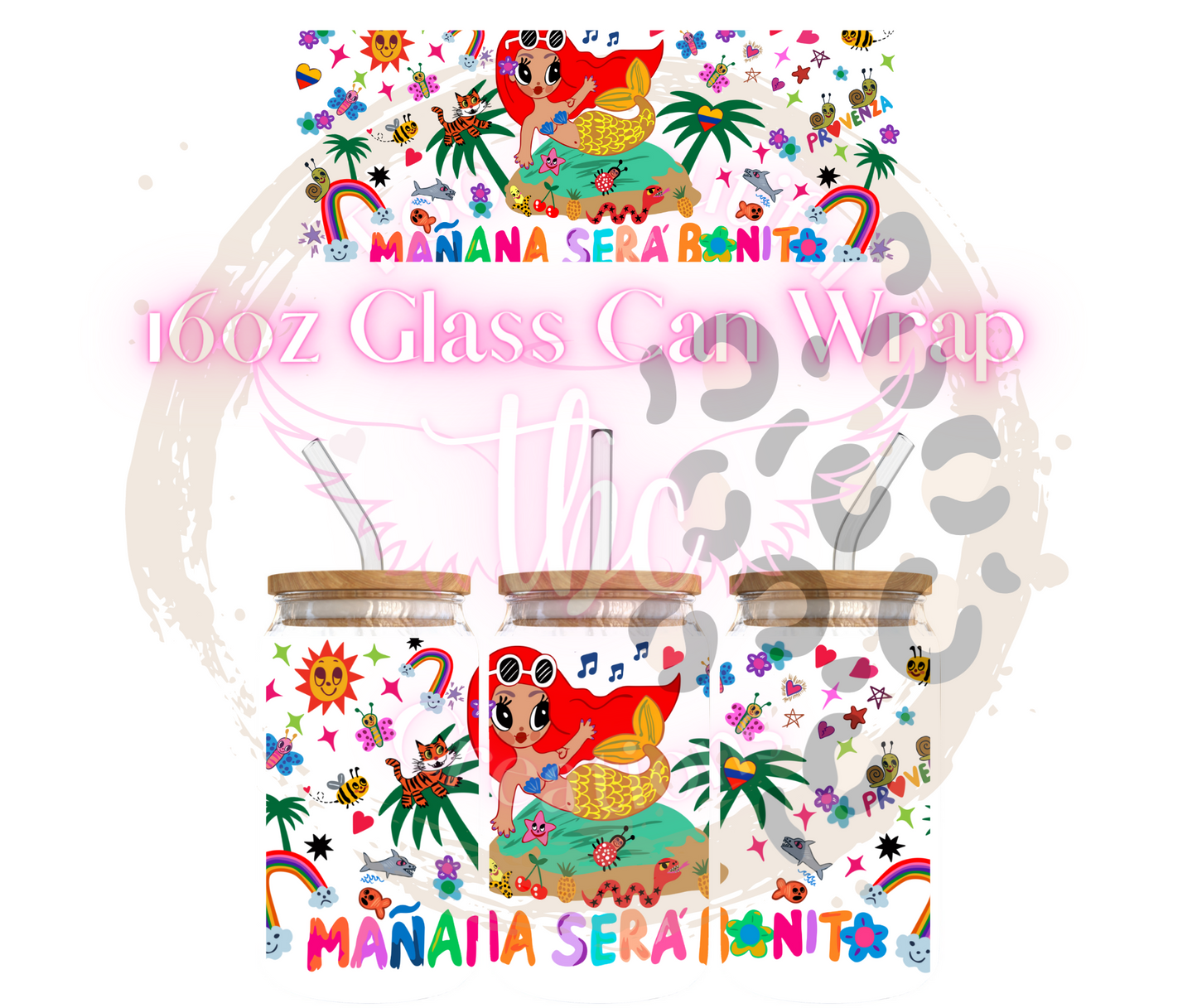 Manana Mermaid Glass Can Sublimation Transfer