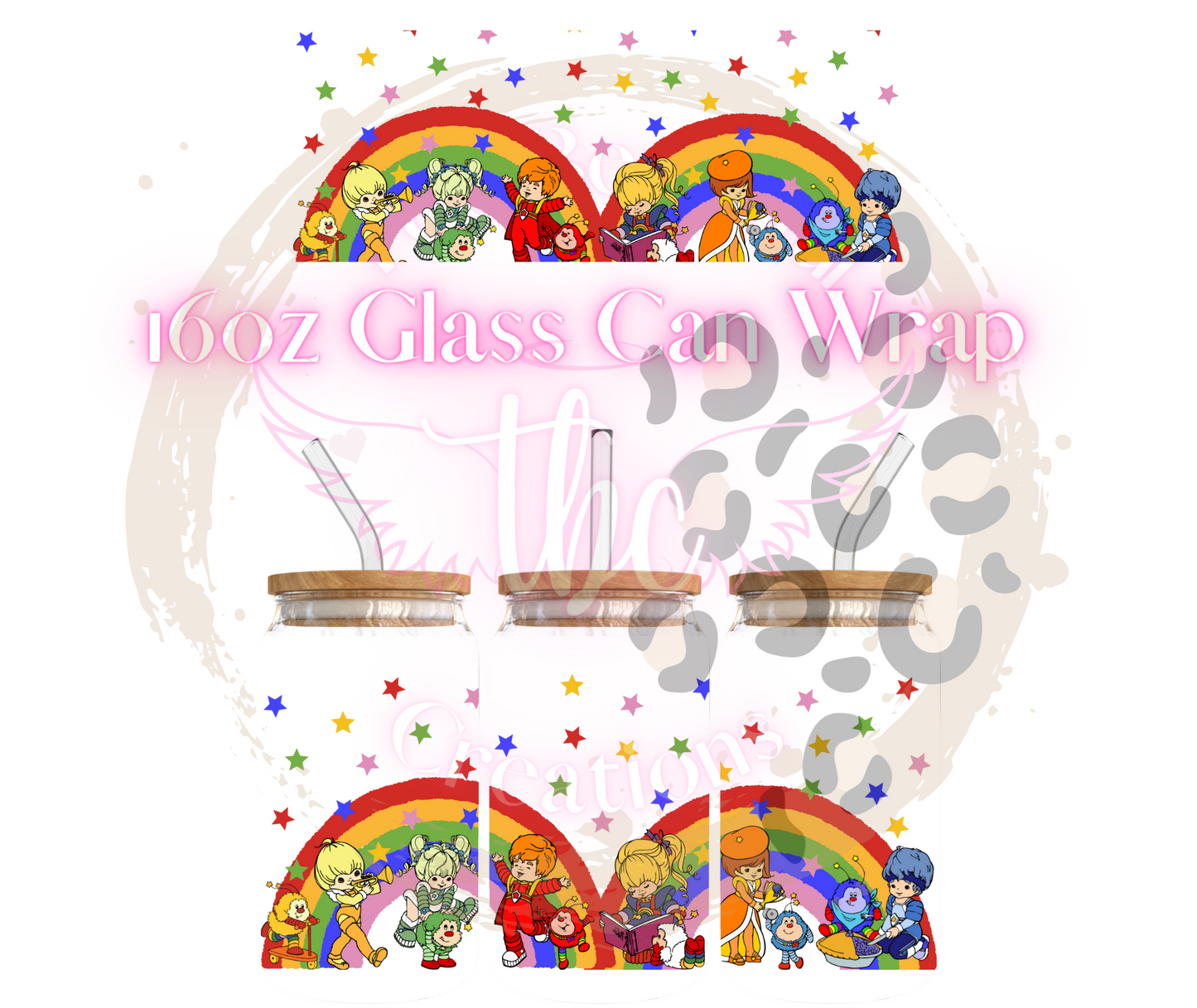 Rainbow & Friends Glass Can Sublimation Transfer