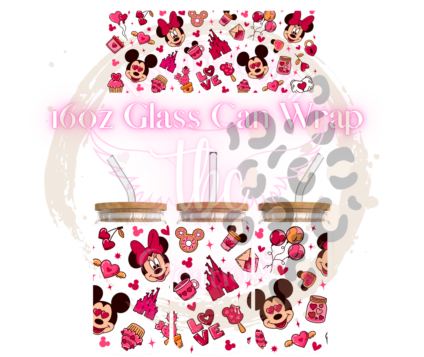 Pink Castle Glass Can Sublimation Transfer