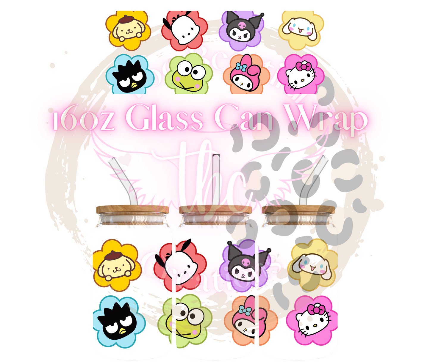 Sanrio Flower Pads Glass Can Sublimation Transfer