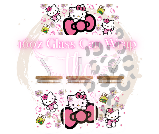 Kitty Bow Glass Can Sublimation Transfer