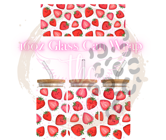 Srawberries Glass Can Sublimation Transfer