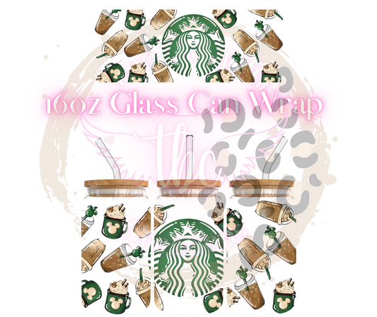 Starbies Mouse Glass Can Sublimation Transfer