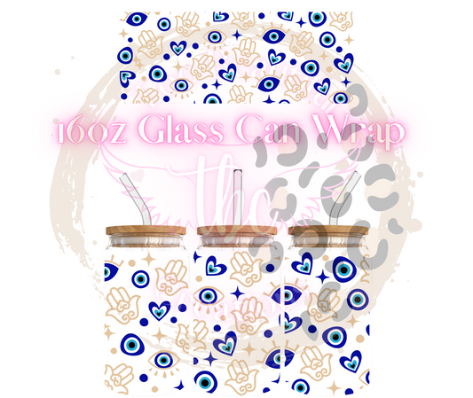 Evil Eye (Blue) Glass Can Sublimation Transfer