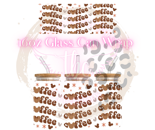 Cute Coffee Glass Can Sublimation Transfer