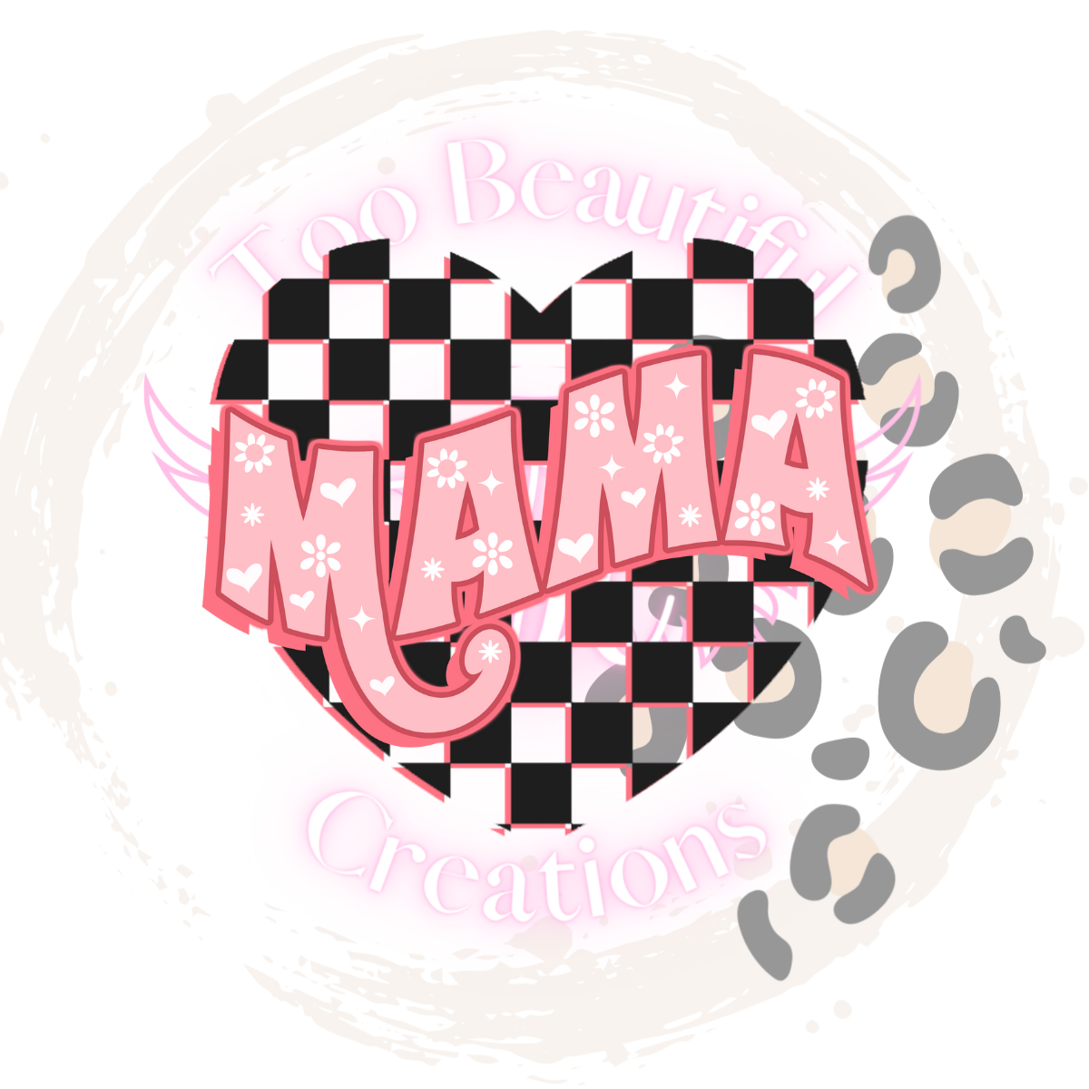 Retro Mama Heart Apparel Transfer