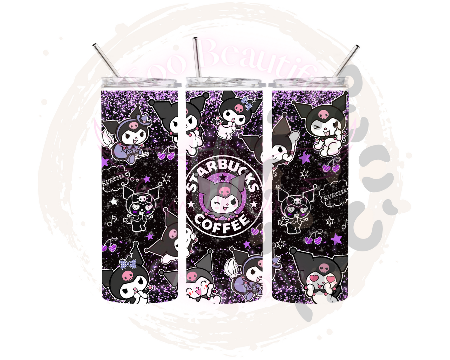 Black Kitty Starbies Sublimation Tumbler Transfer