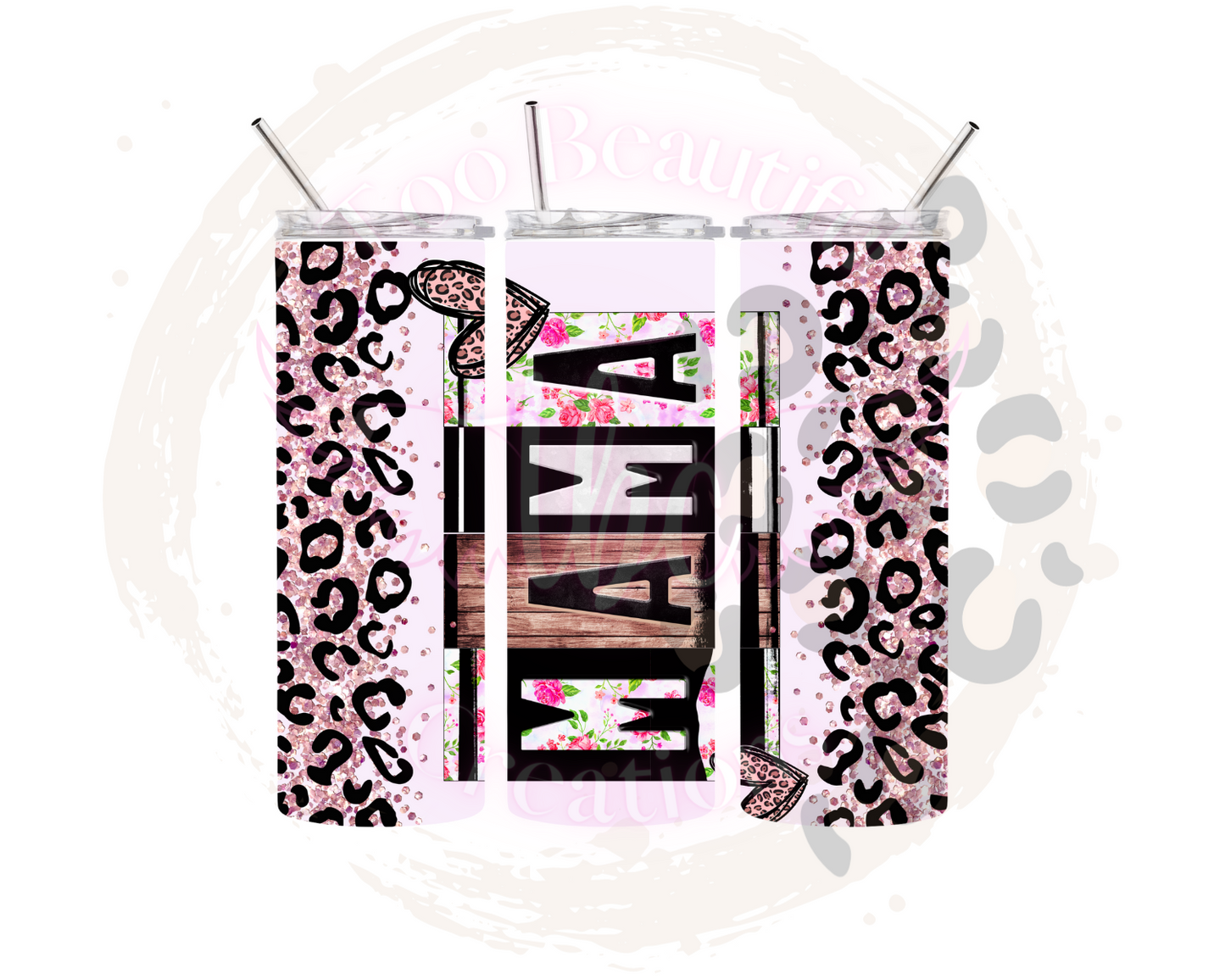 Floral Cheetah Mama Sublimation Tumbler Transfer