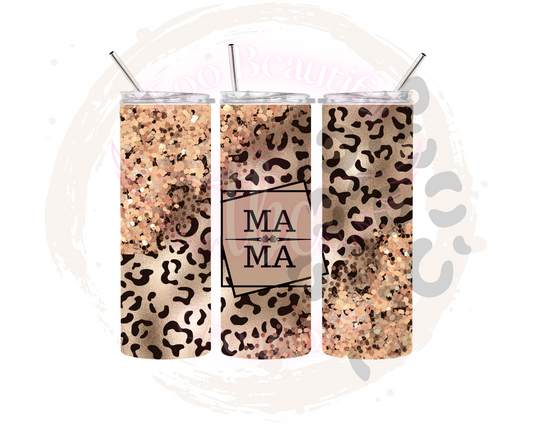 Gold Cheetah Mama Sublimation Tumbler Transfer