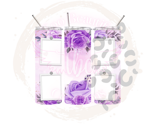 Purple Floral Frames Sublimation Tumbler Transfer