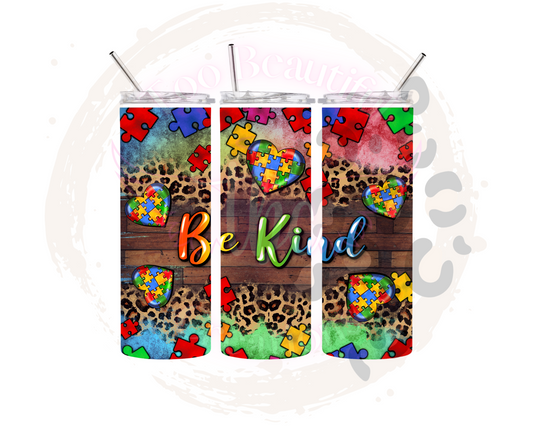 Autism Be Kind Sublimation Tumbler Transfer