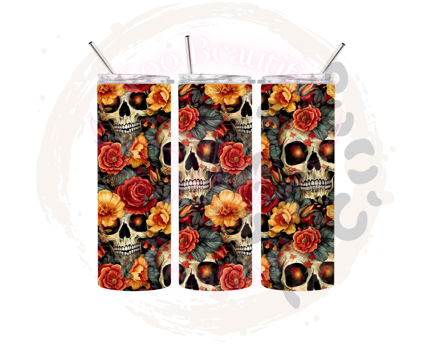 Redish Skulls Sublimation Tumbler Transfer