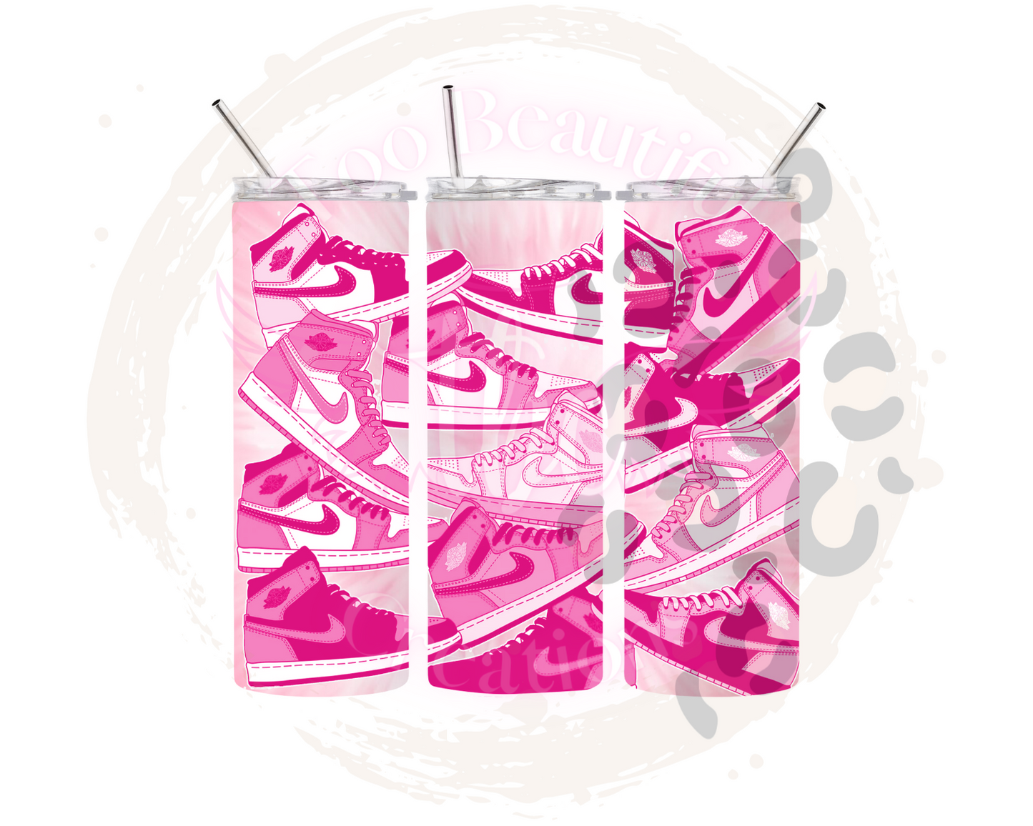 Pink Sneakers Sublimation Tumbler Transfer