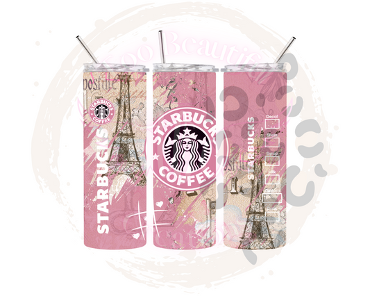 Pink Perris Starbies Sublimation Tumbler Transfer