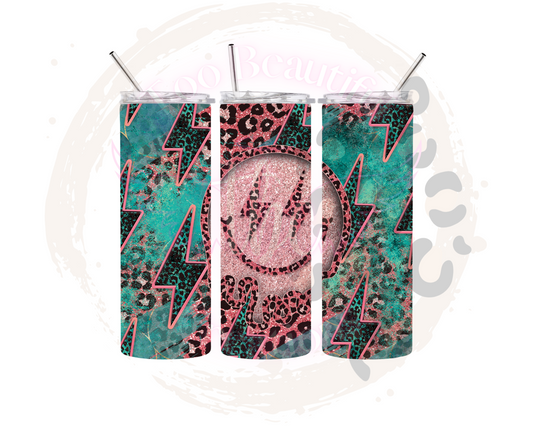 Pink Smiley Sublimation Tumbler Transfer