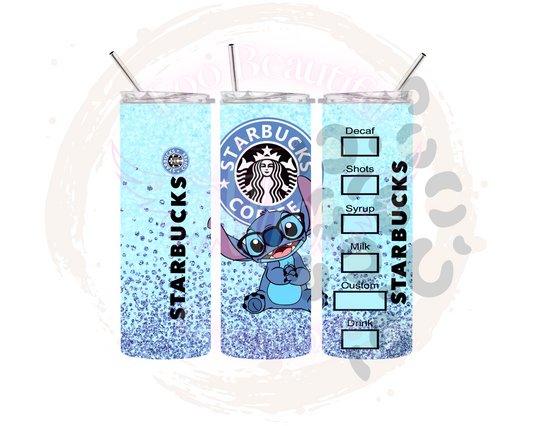 Blue Alien Starbies Sublimation Tumbler Transfer