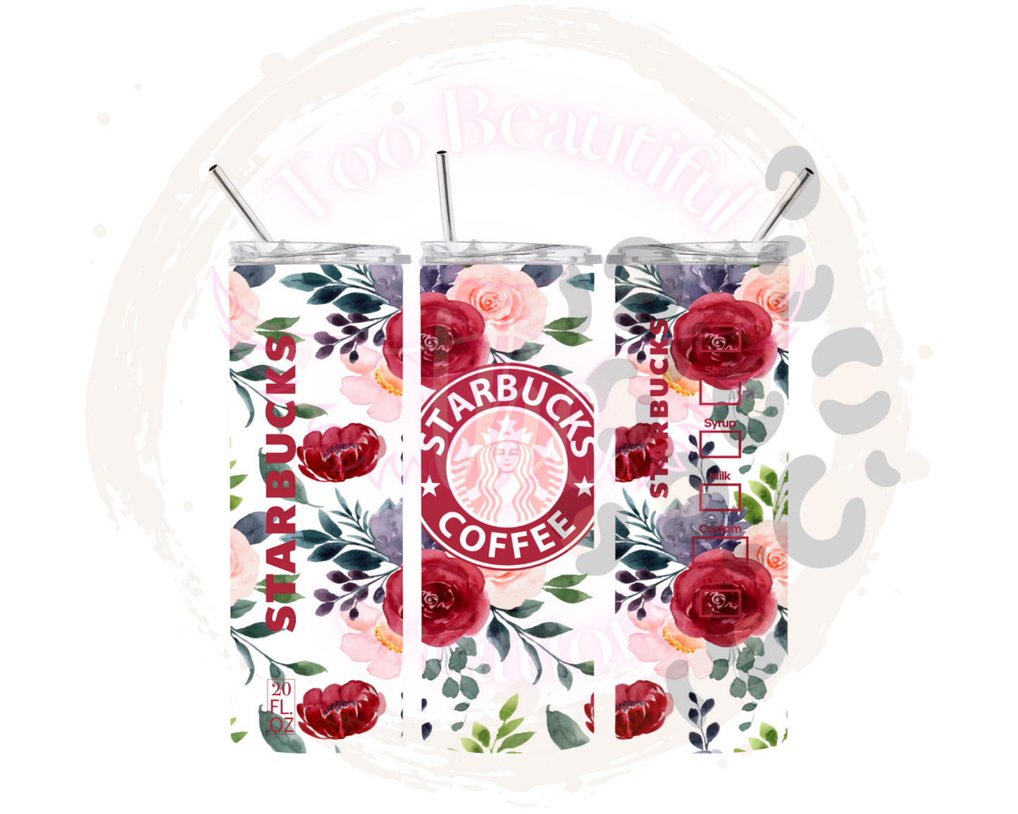 Reds Floral Starbies Sublimation Tumbler Transfer